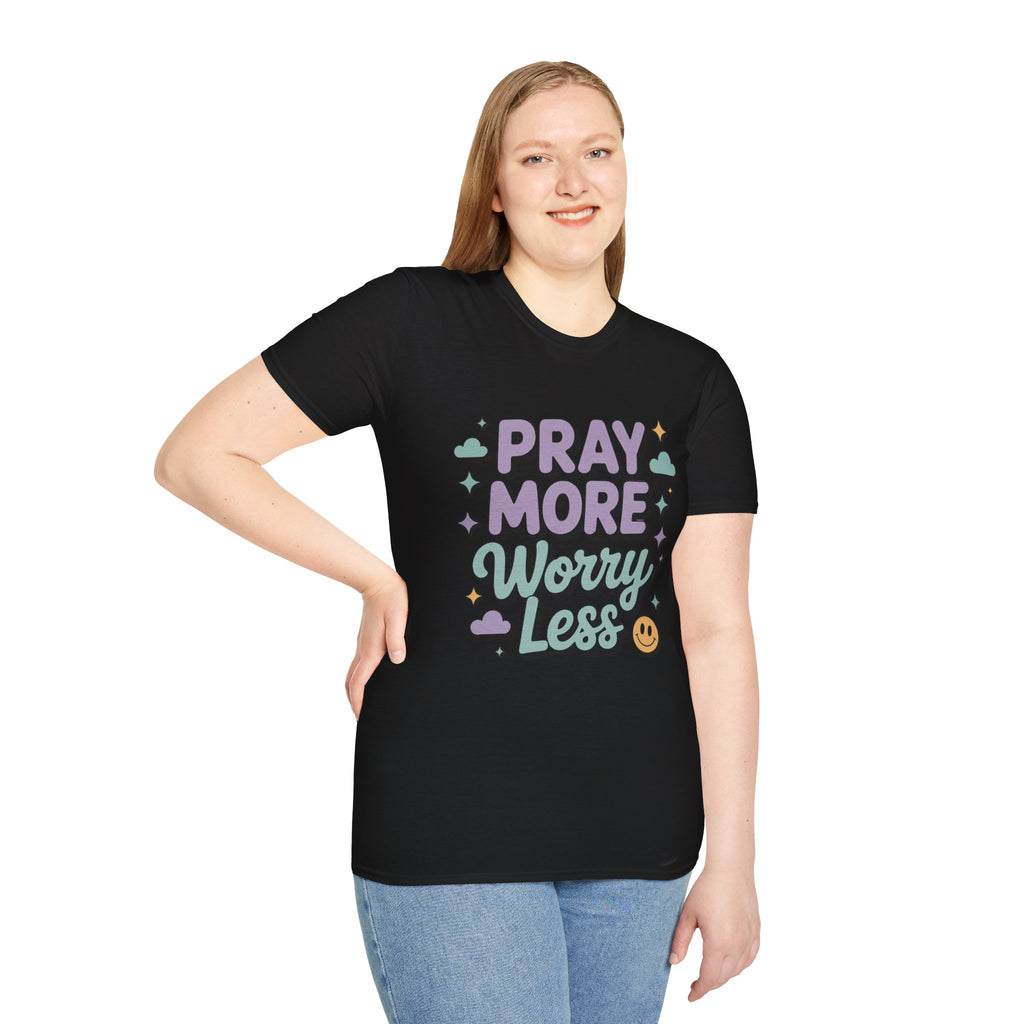 Women's Pray More Worry Less — Soft Casual Crew Tee
