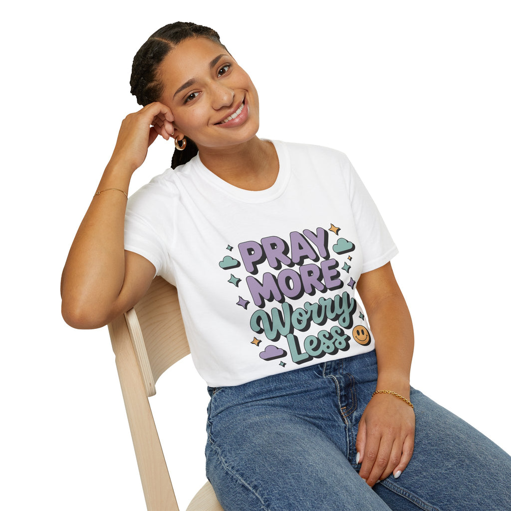 Women's Pray More Worry Less — Soft Casual Crew Tee