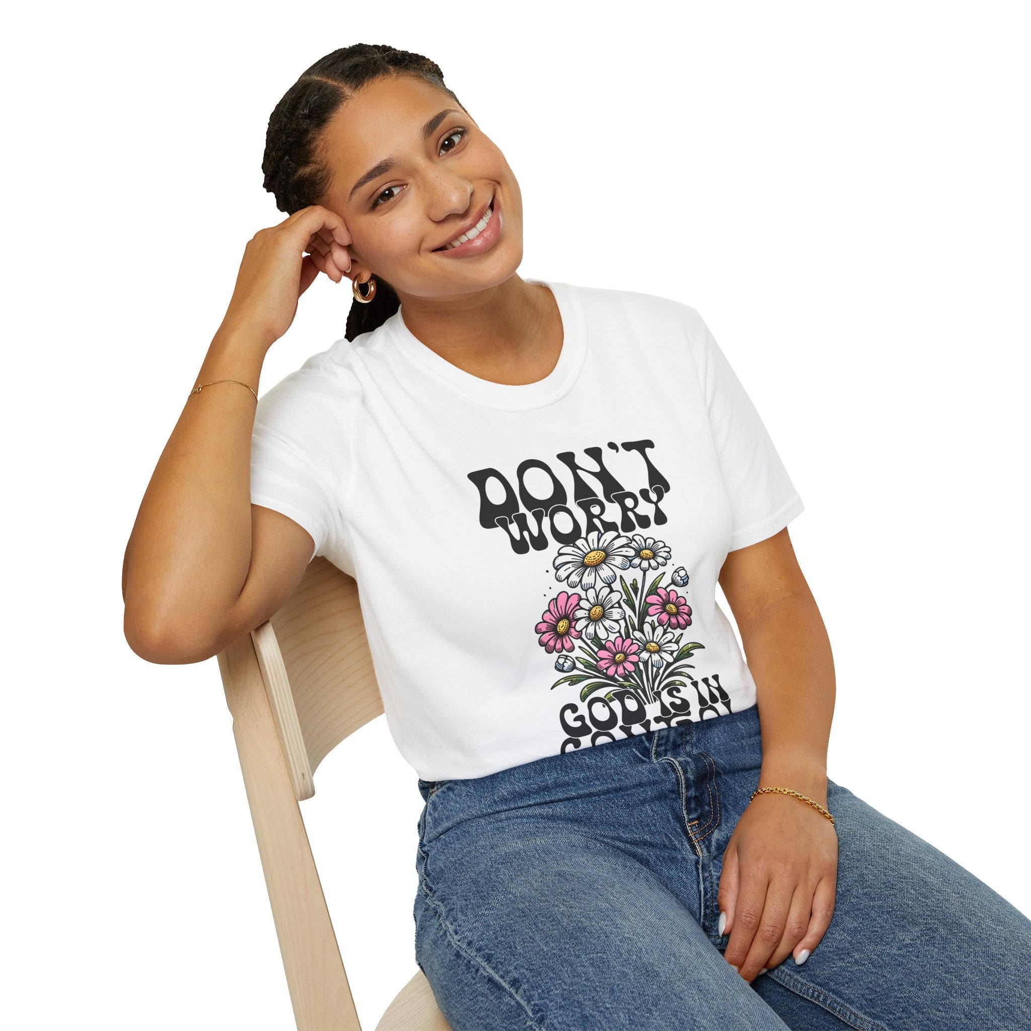 Don't Worry, God is in Control — Soft Casual Crew Tee