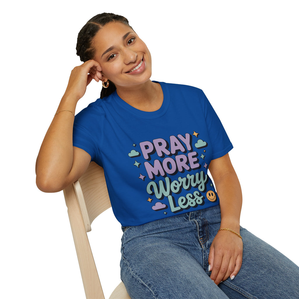 Women's Pray More Worry Less — Soft Casual Crew Tee
