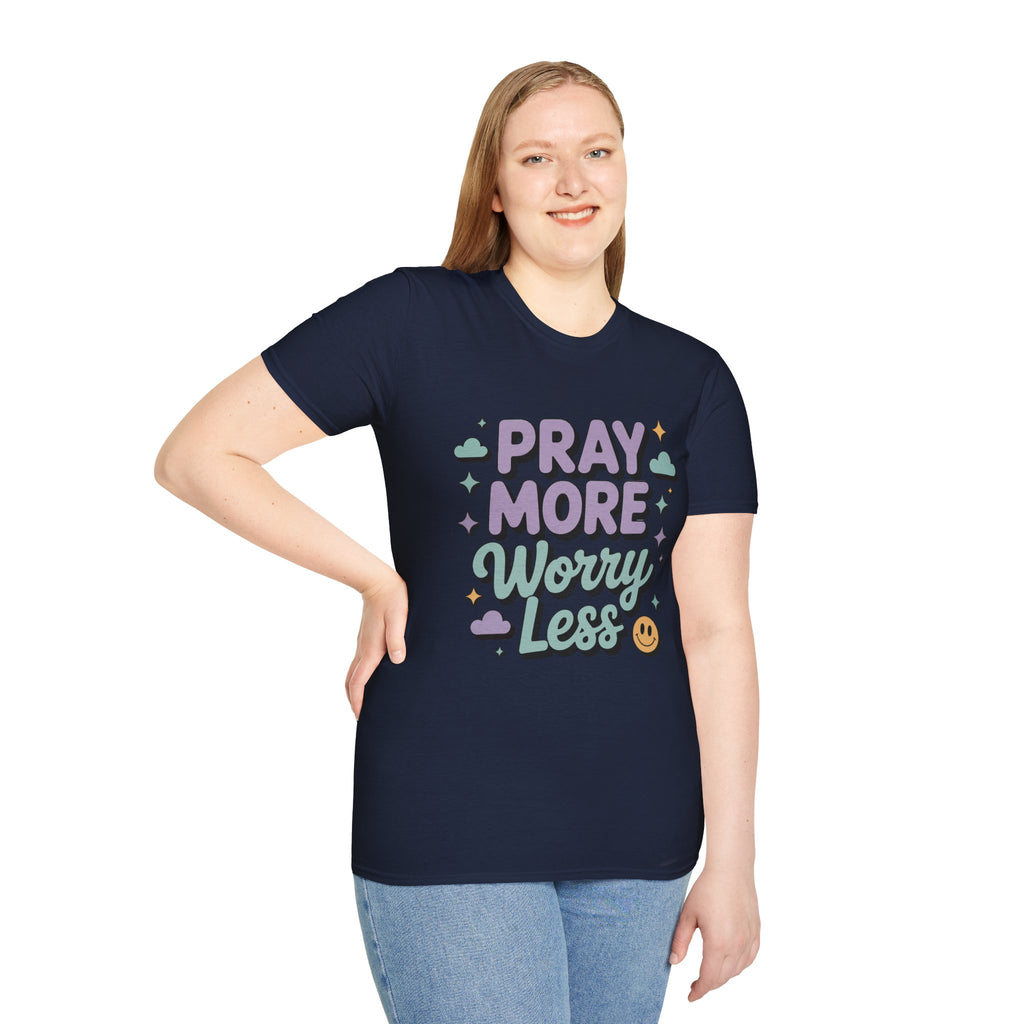 Women's Pray More Worry Less — Soft Casual Crew Tee