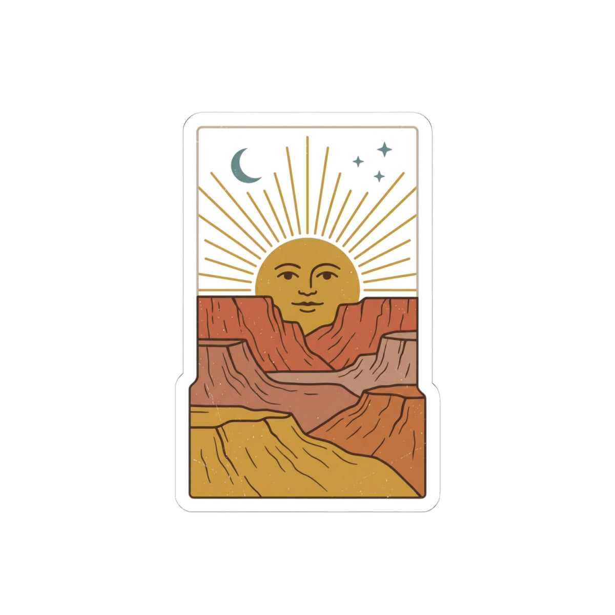 Desert Sun Tarot Sticker | Retro Sun, Boho Celestial Kiss-Cut Sticker