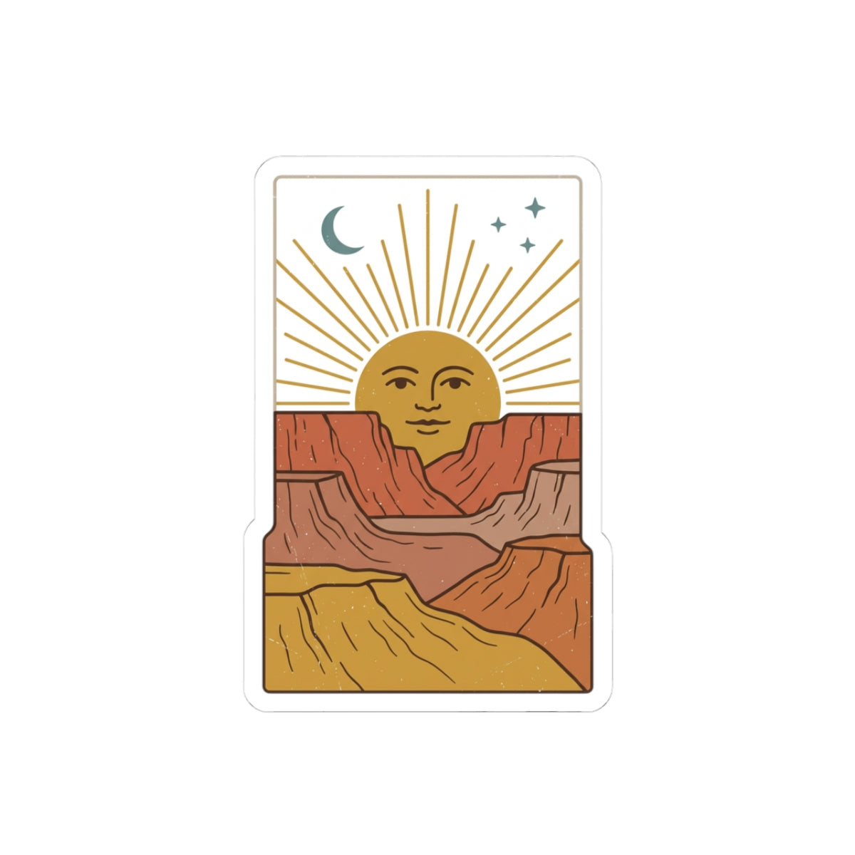 Desert Sun Tarot Sticker | Retro Sun, Boho Celestial Kiss-Cut Sticker