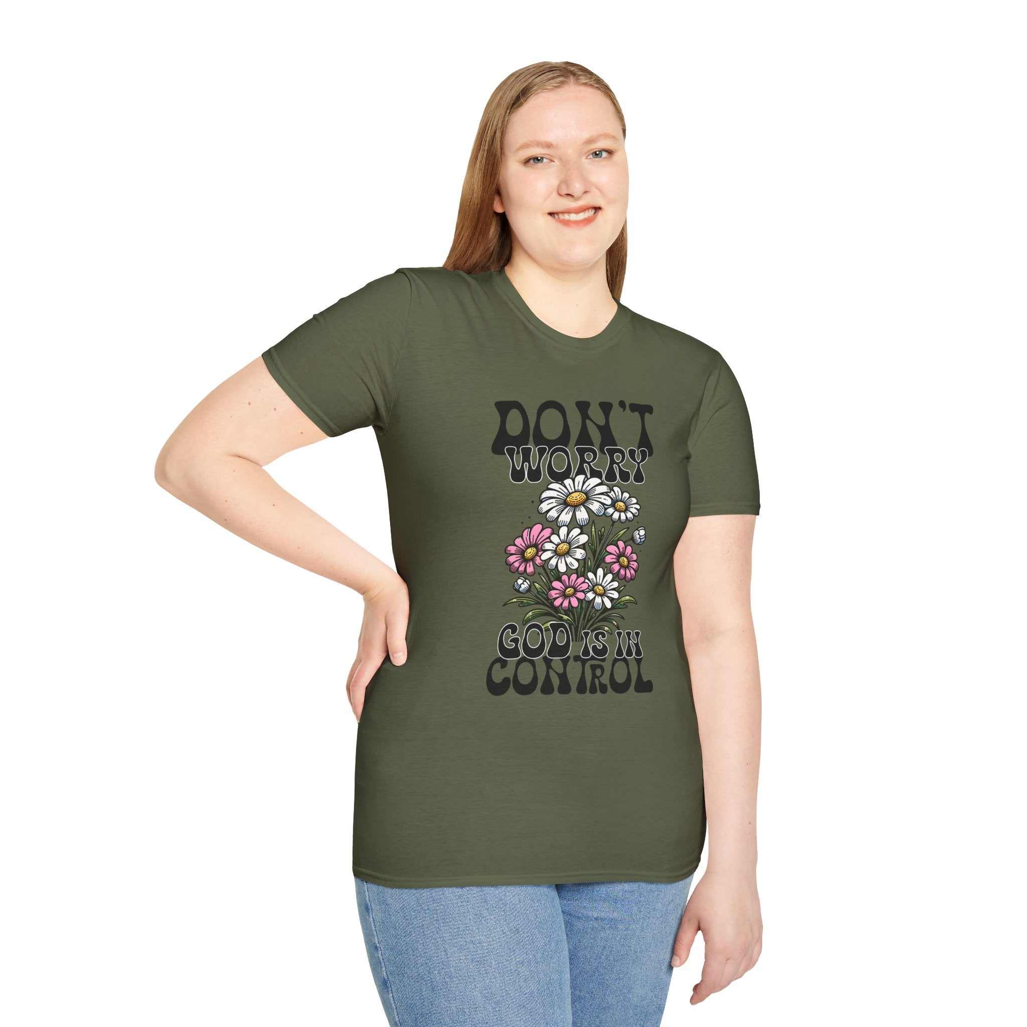 Don't Worry, God is in Control — Soft Casual Crew Tee