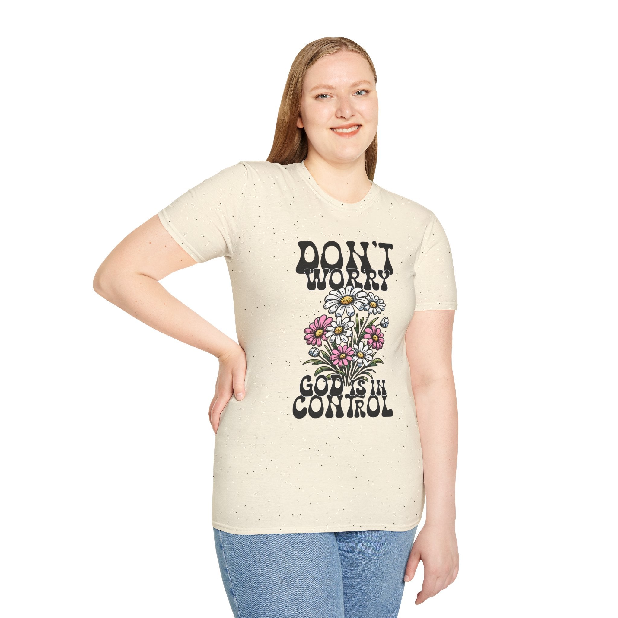 Don't Worry, God is in Control — Soft Casual Crew Tee